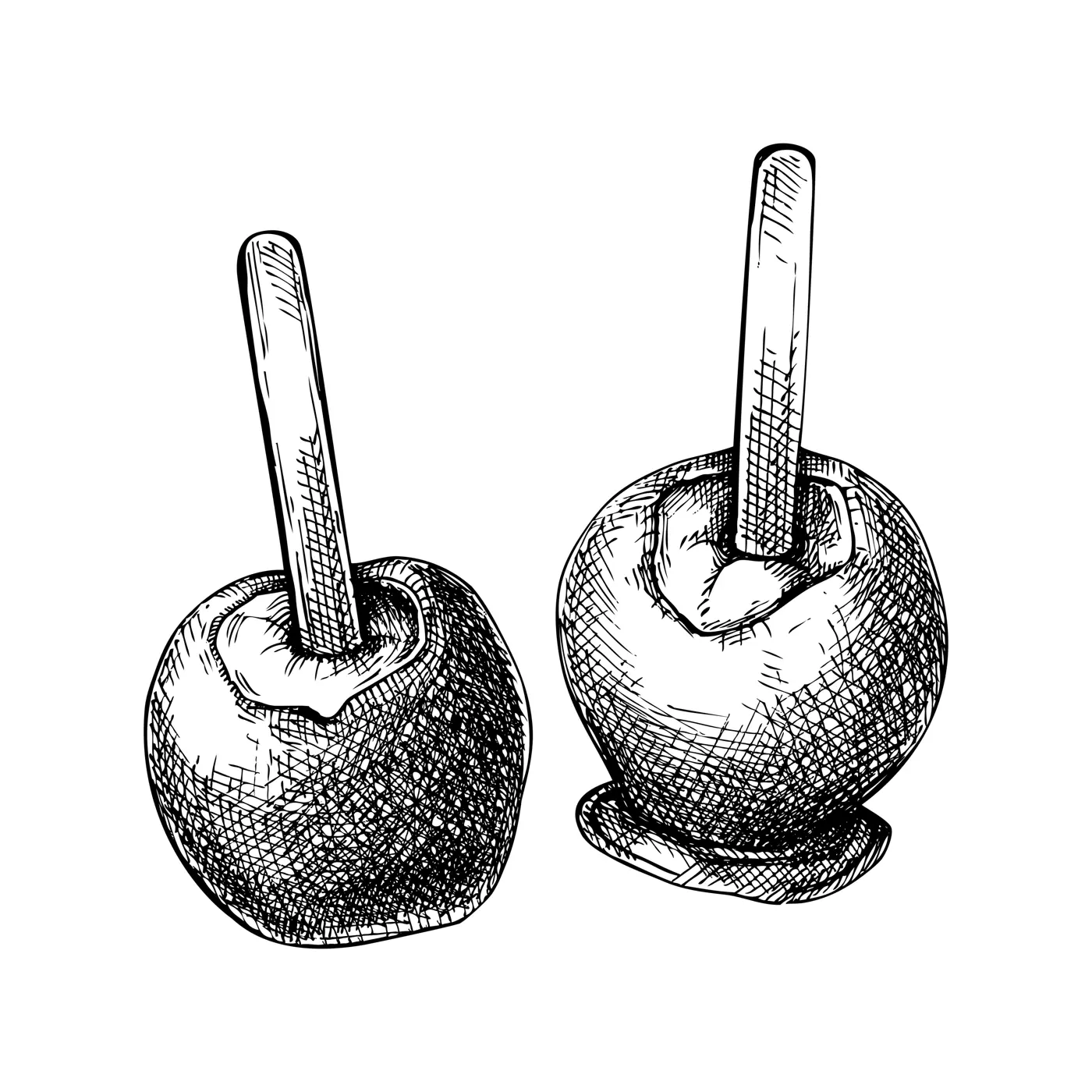 Caramel apples vector illustrations. Hand drawn food drawing. Traditional Christmas dessert sketch. for recipe, menu, label, packaging, Vintage caramel apples for holiday design Illustration